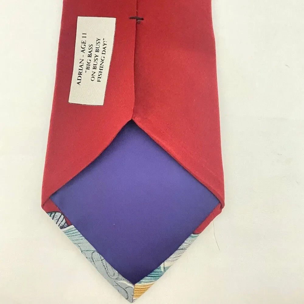 #5618 Save The Children Handcrafted NoveltyMens Maroon Fishermans Tie 56x4